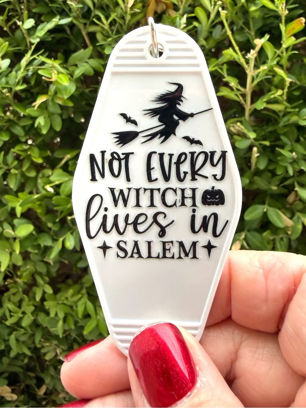 Vintage style motel key 3.5 inch keychain Halloween-themed gift idea